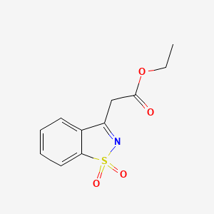 molecular formula C11H11NO4S B2465224 Ethyl 2-(1,1-dioxo-1lambda6,2-benzothiazol-3-yl)acetate CAS No. 1955523-68-8