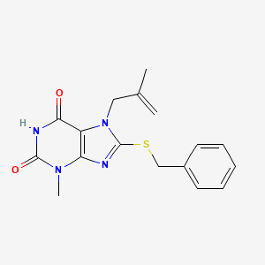 molecular formula C17H18N4O2S B2465227 8-Benzylsulfanyl-3-methyl-7-(2-methyl-allyl)-3,7-dihydro-purine-2,6-dione CAS No. 332098-68-7