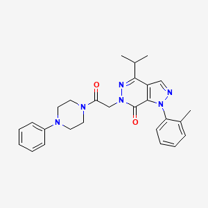 molecular formula C27H30N6O2 B2465231 4-异丙基-6-(2-氧代-2-(4-苯基哌嗪-1-基)乙基)-1-(邻甲苯基)-1H-吡唑并[3,4-d]吡啶-7(6H)-酮 CAS No. 955839-87-9