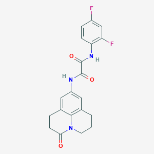 molecular formula C20H17F2N3O3 B2465235 N'-(2,4-difluorophenyl)-N-{2-oxo-1-azatricyclo[7.3.1.0^{5,13}]trideca-5,7,9(13)-trien-7-yl}ethanediamide CAS No. 898464-45-4