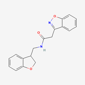 molecular formula C18H16N2O3 B2465244 2-(1,2-benzoxazol-3-yl)-N-[(2,3-dihydro-1-benzofuran-3-yl)methyl]acetamide CAS No. 2097858-46-1