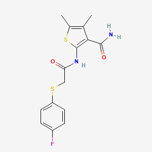 2-(2-((4-Fluorophenyl)thio)acetamido)-4,5-dimethylthiophene-3-carboxamide
