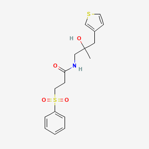 3-(benzenesulfonyl)-N-{2-hydroxy-2-[(thiophen-3-yl)methyl]propyl}propanamide