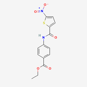 molecular formula C14H12N2O5S B2465265 Ethyl 4-(5-nitrothiophene-2-carboxamido)benzoate CAS No. 308292-85-5