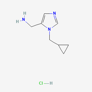 molecular formula C8H14ClN3 B2465267 [1-(Cyclopropylmethyl)-1H-imidazol-5-yl]methanamine hydrochloride CAS No. 1779124-48-9