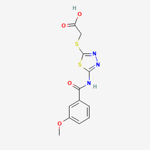 2-({5-[(3-Methoxybenzoyl)amino]-1,3,4-thiadiazol-2-yl}sulfanyl)acetic acid