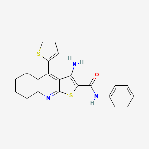 molecular formula C22H19N3OS2 B2465273 3-amino-N-phenyl-4-(thiophen-2-yl)-5,6,7,8-tetrahydrothieno[2,3-b]quinoline-2-carboxamide CAS No. 370845-66-2