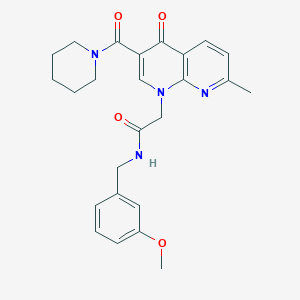 molecular formula C25H28N4O4 B2465279 N-(3-methoxybenzyl)-2-(7-methyl-4-oxo-3-(piperidine-1-carbonyl)-1,8-naphthyridin-1(4H)-yl)acetamide CAS No. 1251705-80-2