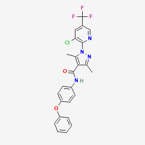 molecular formula C24H18ClF3N4O2 B2465281 1-[3-chloro-5-(trifluoromethyl)pyridin-2-yl]-3,5-dimethyl-N-(4-phenoxyphenyl)-1H-pyrazole-4-carboxamide CAS No. 2085690-50-0