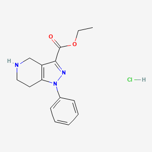 molecular formula C15H18ClN3O2 B2465291 ethyl 1-phenyl-1H,4H,5H,6H,7H-pyrazolo[4,3-c]pyridine-3-carboxylate hydrochloride CAS No. 1706445-41-1