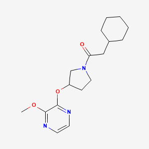 molecular formula C17H25N3O3 B2465297 2-Cyclohexyl-1-(3-((3-methoxypyrazin-2-yl)oxy)pyrrolidin-1-yl)ethanone CAS No. 2034253-23-9