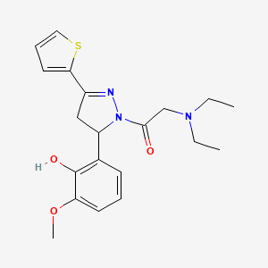 molecular formula C20H25N3O3S B2465301 2-(二乙氨基)-1-(5-(2-羟基-3-甲氧基苯基)-3-(噻吩-2-基)-4,5-二氢-1H-吡唑-1-基)乙酮 CAS No. 899724-54-0