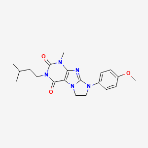 molecular formula C20H25N5O3 B2465302 6-(4-Methoxyphenyl)-4-methyl-2-(3-methylbutyl)-7,8-dihydropurino[7,8-a]imidazole-1,3-dione CAS No. 896597-13-0