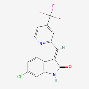 molecular formula C15H8ClF3N2O B2465313 (3E)-6-chloro-3-{[4-(trifluoromethyl)pyridin-2-yl]methylidene}-2,3-dihydro-1H-indol-2-one CAS No. 2067643-43-8