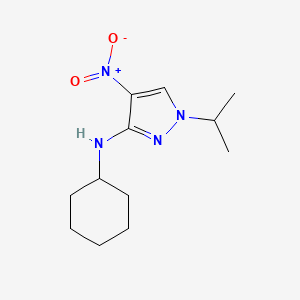 molecular formula C12H20N4O2 B2465314 N-Cyclohexyl-1-isopropyl-4-nitro-1H-pyrazol-3-amine CAS No. 1429418-38-1