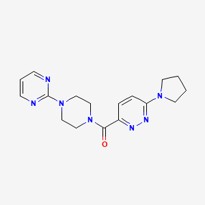 molecular formula C17H21N7O B2465329 (4-(Pyrimidin-2-yl)piperazin-1-yl)(6-(pyrrolidin-1-yl)pyridazin-3-yl)methanone CAS No. 1396675-00-5
