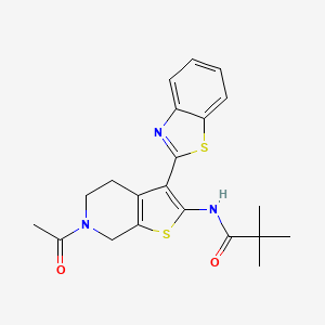 molecular formula C21H23N3O2S2 B2465333 N-(6-acetyl-3-(benzo[d]thiazol-2-yl)-4,5,6,7-tetrahydrothieno[2,3-c]pyridin-2-yl)pivalamide CAS No. 864859-75-6