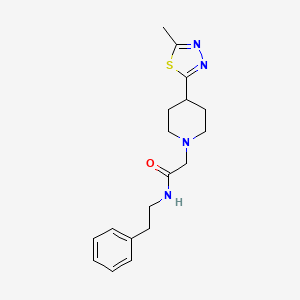 molecular formula C18H24N4OS B2465346 2-(4-(5-methyl-1,3,4-thiadiazol-2-yl)piperidin-1-yl)-N-phenethylacetamide CAS No. 1323313-70-7