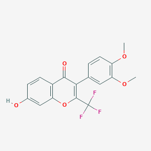 molecular formula C18H13F3O5 B2465351 3-(3,4-dimethoxyphenyl)-7-hydroxy-2-(trifluoromethyl)-4H-chromen-4-one CAS No. 307534-84-5
