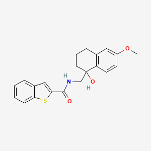 molecular formula C21H21NO3S B2465355 N-((1-hydroxy-6-methoxy-1,2,3,4-tetrahydronaphthalen-1-yl)methyl)benzo[b]thiophene-2-carboxamide CAS No. 1903279-60-6