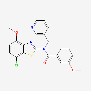 molecular formula C22H18ClN3O3S B2465357 N-(7-chloro-4-methoxybenzo[d]thiazol-2-yl)-3-methoxy-N-(pyridin-3-ylmethyl)benzamide CAS No. 886965-00-0