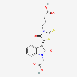 4-{(5Z)-5-[1-(carboxymethyl)-2-oxo-1,2-dihydro-3H-indol-3-ylidene]-4-oxo-2-thioxo-1,3-thiazolidin-3-yl}butanoic acid