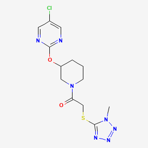 molecular formula C13H16ClN7O2S B2465377 1-(3-((5-chloropyrimidin-2-yl)oxy)piperidin-1-yl)-2-((1-methyl-1H-tetrazol-5-yl)thio)ethanone CAS No. 2034579-51-4