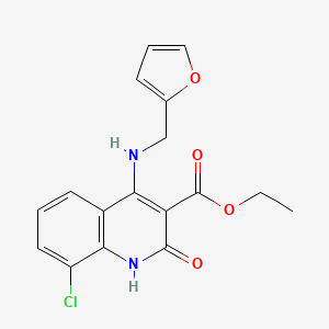 molecular formula C17H15ClN2O4 B2465378 Ethyl 8-chloro-4-((furan-2-ylmethyl)amino)-2-oxo-1,2-dihydroquinoline-3-carboxylate CAS No. 1251568-83-8