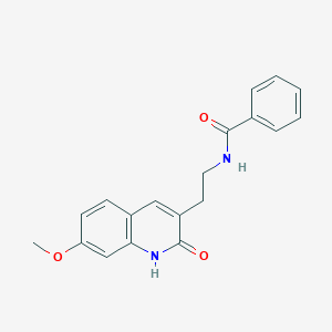 molecular formula C19H18N2O3 B2465386 N-(2-(7-methoxy-2-oxo-1,2-dihydroquinolin-3-yl)ethyl)benzamide CAS No. 851405-87-3