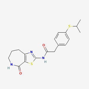 molecular formula C18H21N3O2S2 B2465395 2-(4-(异丙硫)苯基)-N-(4-氧代-5,6,7,8-四氢-4H-噻唑并[5,4-c]氮杂卓-2-基)乙酰胺 CAS No. 1797284-63-9