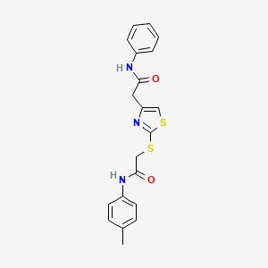 molecular formula C20H19N3O2S2 B2465396 2-(2-((2-氧代-2-(对甲苯基氨基)乙基)硫代)噻唑-4-基)-N-苯基乙酰胺 CAS No. 941874-70-0