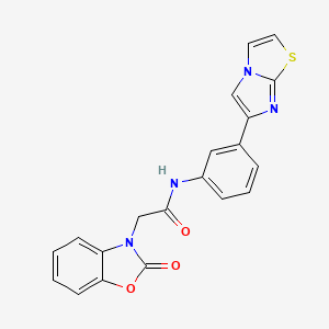 molecular formula C20H14N4O3S B2465405 N-(3-(imidazo[2,1-b]thiazol-6-yl)phenyl)-2-(2-oxobenzo[d]oxazol-3(2H)-yl)acetamide CAS No. 1207058-61-4