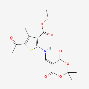 Ethyl 5-acetyl-2-(((2,2-dimethyl-4,6-dioxo-1,3-dioxan-5-ylidene)methyl)amino)-4-methylthiophene-3-carboxylate
