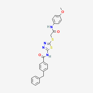 molecular formula C25H22N4O3S2 B2465409 4-benzyl-N-(5-((2-((4-methoxyphenyl)amino)-2-oxoethyl)thio)-1,3,4-thiadiazol-2-yl)benzamide CAS No. 392293-84-4