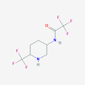 molecular formula C8H10F6N2O B2465422 2,2,2-trifluoro-N-[6-(trifluoromethyl)piperidin-3-yl]acetamide CAS No. 1820704-73-1