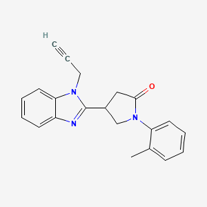 molecular formula C21H19N3O B2465424 1-(2-methylphenyl)-4-[1-(prop-2-yn-1-yl)-1H-1,3-benzodiazol-2-yl]pyrrolidin-2-one CAS No. 890634-27-2