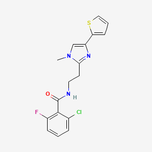 molecular formula C17H15ClFN3OS B2465425 2-chloro-6-fluoro-N-(2-(1-methyl-4-(thiophen-2-yl)-1H-imidazol-2-yl)ethyl)benzamide CAS No. 1396864-05-3