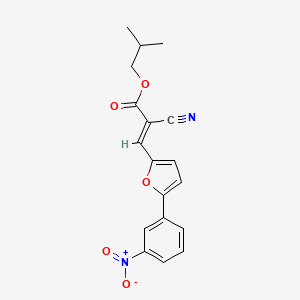 molecular formula C18H16N2O5 B2465427 (E)-异丁基2-氰基-3-(5-(3-硝基苯基)呋喃-2-基)丙烯酸酯 CAS No. 301339-30-0