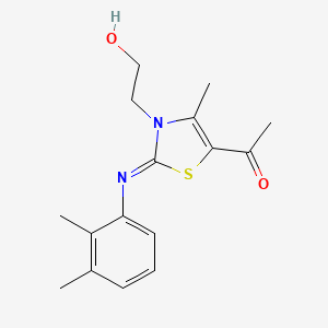 molecular formula C16H20N2O2S B2465430 (Z)-1-(2-((2,3-dimethylphenyl)imino)-3-(2-hydroxyethyl)-4-methyl-2,3-dihydrothiazol-5-yl)ethanone CAS No. 928199-37-5