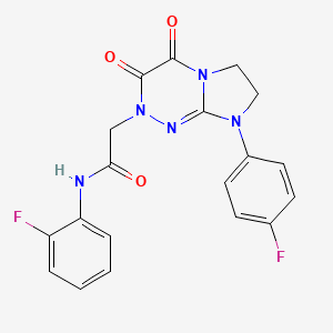 molecular formula C19H15F2N5O3 B2465432 N-(2-fluorophenyl)-2-(8-(4-fluorophenyl)-3,4-dioxo-3,4,7,8-tetrahydroimidazo[2,1-c][1,2,4]triazin-2(6H)-yl)acetamide CAS No. 941917-49-3