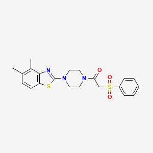 molecular formula C21H23N3O3S2 B2465436 1-(4-(4,5-Dimethylbenzo[d]thiazol-2-yl)piperazin-1-yl)-2-(phenylsulfonyl)ethanone CAS No. 886916-29-6
