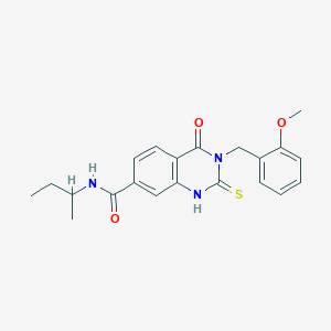 molecular formula C21H23N3O3S B2465444 N-(sec-butyl)-3-(2-methoxybenzyl)-4-oxo-2-thioxo-1,2,3,4-tetrahydroquinazoline-7-carboxamide CAS No. 451466-15-2