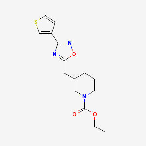 molecular formula C15H19N3O3S B2465452 Ethyl 3-((3-(thiophen-3-yl)-1,2,4-oxadiazol-5-yl)methyl)piperidine-1-carboxylate CAS No. 1798639-07-2