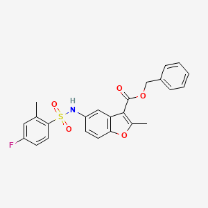 molecular formula C24H20FNO5S B2465467 苄基5-[(4-氟-2-甲基苯基)磺酰氨基]-2-甲基-1-苯并呋喃-3-羧酸酯 CAS No. 865614-06-8