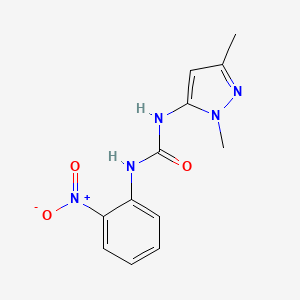molecular formula C12H13N5O3 B2465468 N-(1,3-二甲基-1H-吡唑-5-基)-N'-(2-硝基苯基)脲 CAS No. 956193-94-5