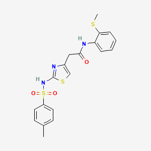 2-(2-(4-methylphenylsulfonamido)thiazol-4-yl)-N-(2-(methylthio)phenyl)acetamide