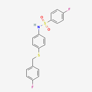 molecular formula C19H15F2NO2S2 B2465481 4-fluoro-N-{4-[(4-fluorobenzyl)sulfanyl]phenyl}benzenesulfonamide CAS No. 892162-81-1