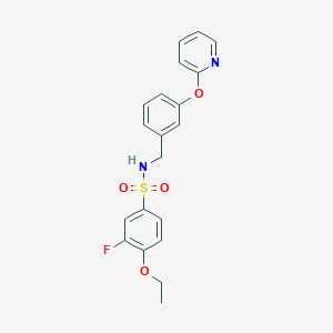 molecular formula C20H19FN2O4S B2465487 4-ethoxy-3-fluoro-N-(3-(pyridin-2-yloxy)benzyl)benzenesulfonamide CAS No. 1448131-40-5