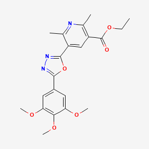 molecular formula C21H23N3O6 B2465489 Ethyl 2,6-dimethyl-5-[5-(3,4,5-trimethoxyphenyl)-1,3,4-oxadiazol-2-yl]nicotinate CAS No. 622788-63-0