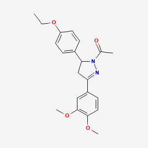 molecular formula C21H24N2O4 B2465495 1-(3-(3,4-dimethoxyphenyl)-5-(4-ethoxyphenyl)-4,5-dihydro-1H-pyrazol-1-yl)ethanone CAS No. 867042-37-3